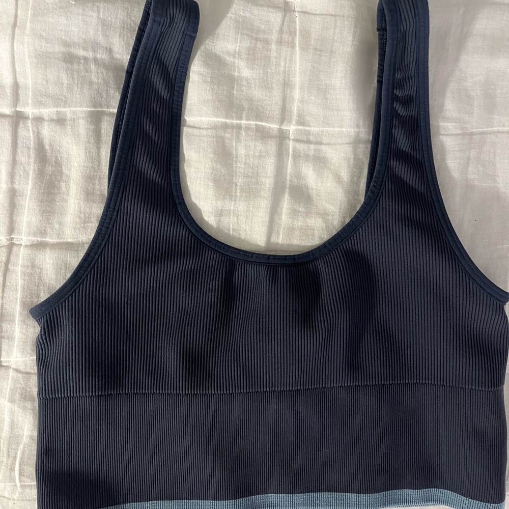 Outdoor Voices Navy Blue Ribbed Sports Bra